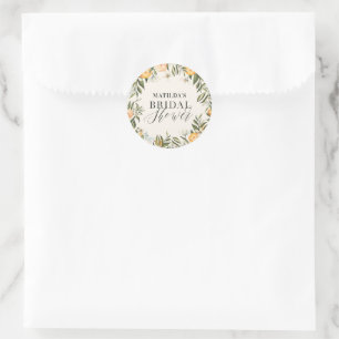 Rustige oranje botanische vrijgezellenfeest van ci ronde sticker