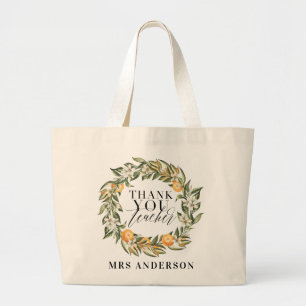 Rustige oranje citrusbodem, botanisch bedankt, ler grote tote bag