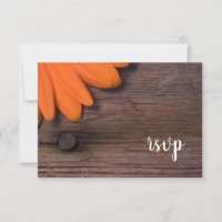 Rustige Oranje Daisy Ranch Wedding RSVP-kaart