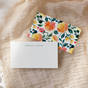 Rustige Oranje Floral - Aangepaste naam Cadeaubehu Notitiekaartje