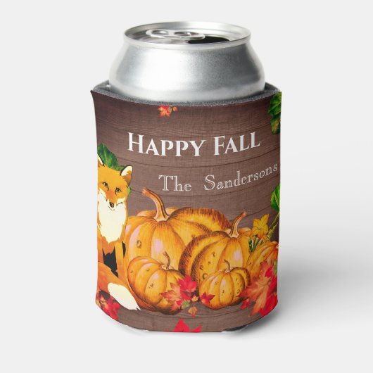 Rustige Oranje Fox Pumpkin-Herfst — Autumn Leaves Blikjeskoeler (Blikje Achterkant)