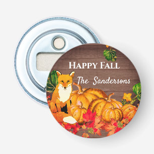Rustige Oranje  Fox Pumpkin-Herfst — Autumn Leaves Button Flesopener