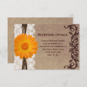 Rustige Oranje Gerber Daisy Wedding Reception Kaar Informatiekaartje (Voorkant / Achterkant)