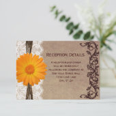 Rustige Oranje Gerber Daisy Wedding Reception Kaar Informatiekaartje (Staand voorkant)