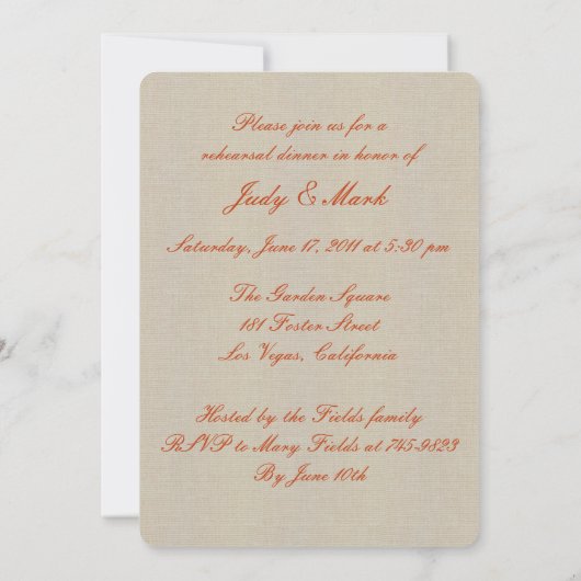 Rustige Oranje Mason Jars Rehearsal Dinner Invite Kaart (Achterkant)