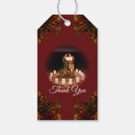 Rustige Oranje Rode Herfst Elegant Gothic Wedding Cadeaulabel