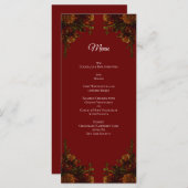 Rustige Oranje Rode Herfst Elegant Gothic Wedding Menu (Voorkant / Achterkant)