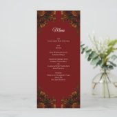 Rustige Oranje Rode Herfst Elegant Gothic Wedding Menu (Staand voorkant)