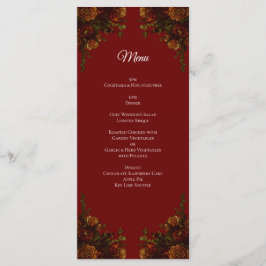 Rustige Oranje Rode Herfst Elegant Gothic Wedding Menu