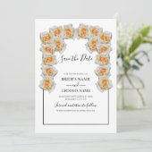 Rustige Oranje Rozen die de datum opslaan Save The Date (Staand voorkant)
