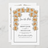 Rustige Oranje Rozen die de datum opslaan Save The Date (Voorkant / Achterkant)