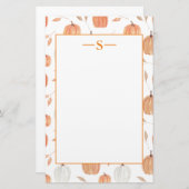 Rustige Oranje witte pompoenen met springplank Briefpapier (Voorkant / Achterkant)