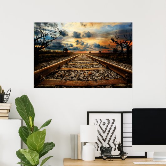 Rustige oude treinen poster (Thuiskantoor)