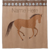 Rustige paardenbont, leder, thuis, zilver douchegordijn (Voorkant)