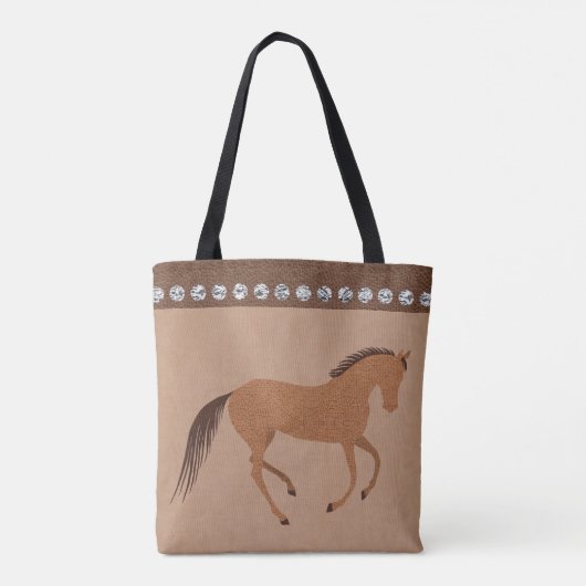 Rustige paardenfolieontwerp met minimale Pony Tote Bag (Achterkant)