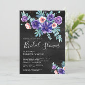 Rustige Paarse Anemones Bouquet Black Vrijgezellen Kaart (Staand voorkant)