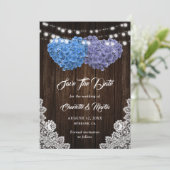 Rustige Paarse blauwe bruiloft bespaart de Kaarten (Staand voorkant)