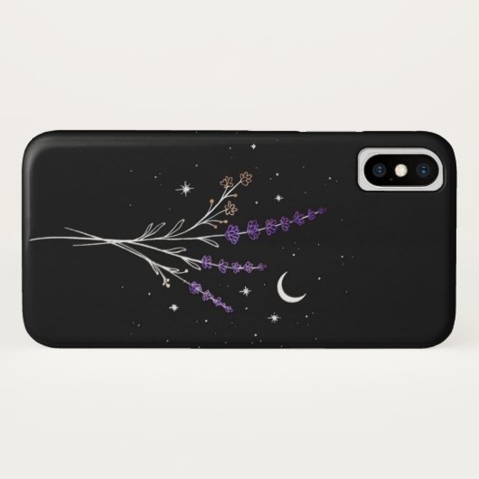 Rustige paarse bloemen en maan Case-Mate iPhone case (Achterkant (horizontaal))