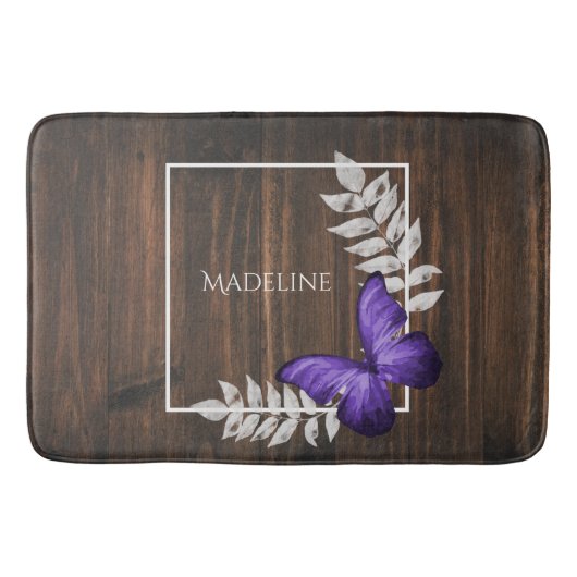Rustige Paarse Butterfly - Gepersonaliseerde Bath  Badmat (Voorkant)