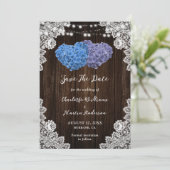 Rustige Paarse en blauwe bruiloft Save The Date (Staand voorkant)