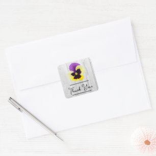 Rustige Paarse en gele Pansy Hartelijk dank Vierkante Sticker