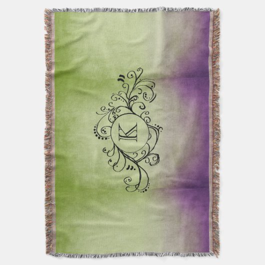 Rustige Paarse en groene Bohemiaanse Vlaanderen Deken (Voorkant Verticaal)
