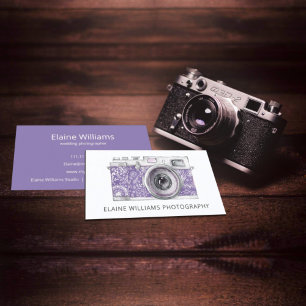 Rustige Paarse Floral camera fotograaf Visitekaartje