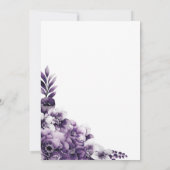 Rustige Paarse Floral Wedding Kaart (Achterkant)