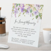 Rustige Paarse Floral Wedding Memorial Reclamebord Met Voetstuk (Insitu)