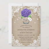 Rustige Paarse Hydrangea Burlap Wedding Kaart (Voorkant)
