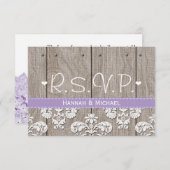 Rustige Paarse Hydrangea Wedding RSVP-reactiekaart RSVP Kaartje (Voorkant / Achterkant)