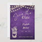 Rustige Paarse Mason Jar Save Dates Digital Print Kaart (Voorkant)