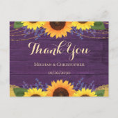 Rustige Paarse zonnebloem Weddenschap Bedankt Briefkaart (Voorkant)