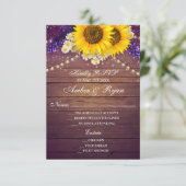 Rustige Paarse zonnebloempel landschuur RSVP Kaartje (Staand voorkant)