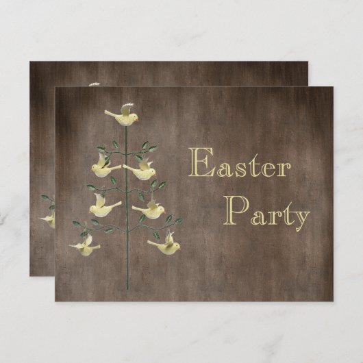 Rustige  paasboom en paaspartij kaart (Voorkant / Achterkant)