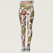 Rustige Paisley-bloem op crèmeachtergrond Leggings (Voorkant)