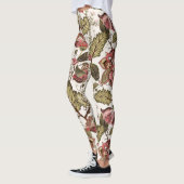 Rustige Paisley-bloem op crèmeachtergrond Leggings (Links)