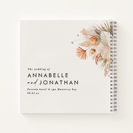 Rustige pampas floral the bruiloft of notitieboek (Achterkant)