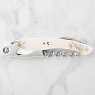 Rustige pampas florale bruiloft kurkentrekker