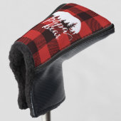 Rustige Papa Beer Rood en zwart buffel Golfheadcover (3/4 voorkant)