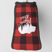 Rustige Papa Beer Rood en zwart buffel Golfheadcover (Draai 90)