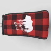 Rustige Papa Beer Rood en zwart buffel Golfheadcover (Voorkant)