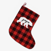 Rustige Papa Beer Rood en zwart buffel Grote Kerstsok (Voorkant (Hangend))