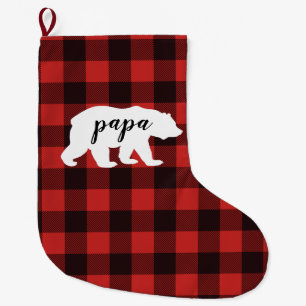 Rustige Papa Beer Rood en zwart buffel Grote Kerstsok