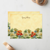 Rustige papavers en cornbloemen bewerkbare notitie notitiekaartje (Voorkant / Achterkant in situ)