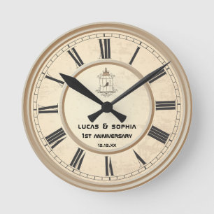 Rustige papieren 1e-weddenschap Jubileum wandklok Ronde Klok