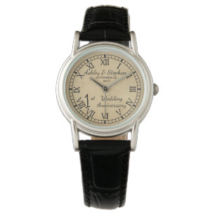 Rustige papieren Jubileum bekijken 1ste bruiloft Horloge
