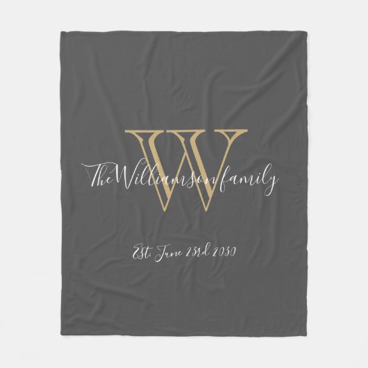 Rustige Pas getrouwd Gift Monogram Initiaal Naam A Fleece Deken (Voorkant)
