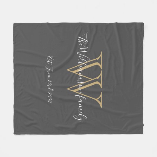 Rustige Pas getrouwd Gift Monogram Initiaal Naam A Fleece Deken (Voorkant (Horizontaal))