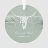 Rustige pasta Groene witte Westerne Koe Ornament (achterkant)